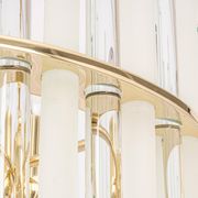 golden brass chandelier with crystal glass rods by C. Palme, Germany, 1970s.