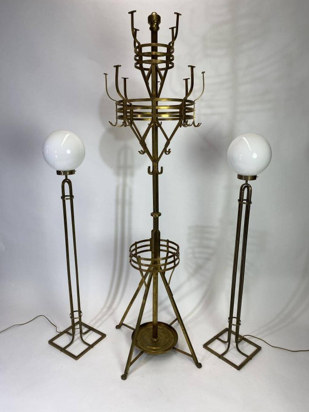 Large brass coat rack Secession by Adolf Loos