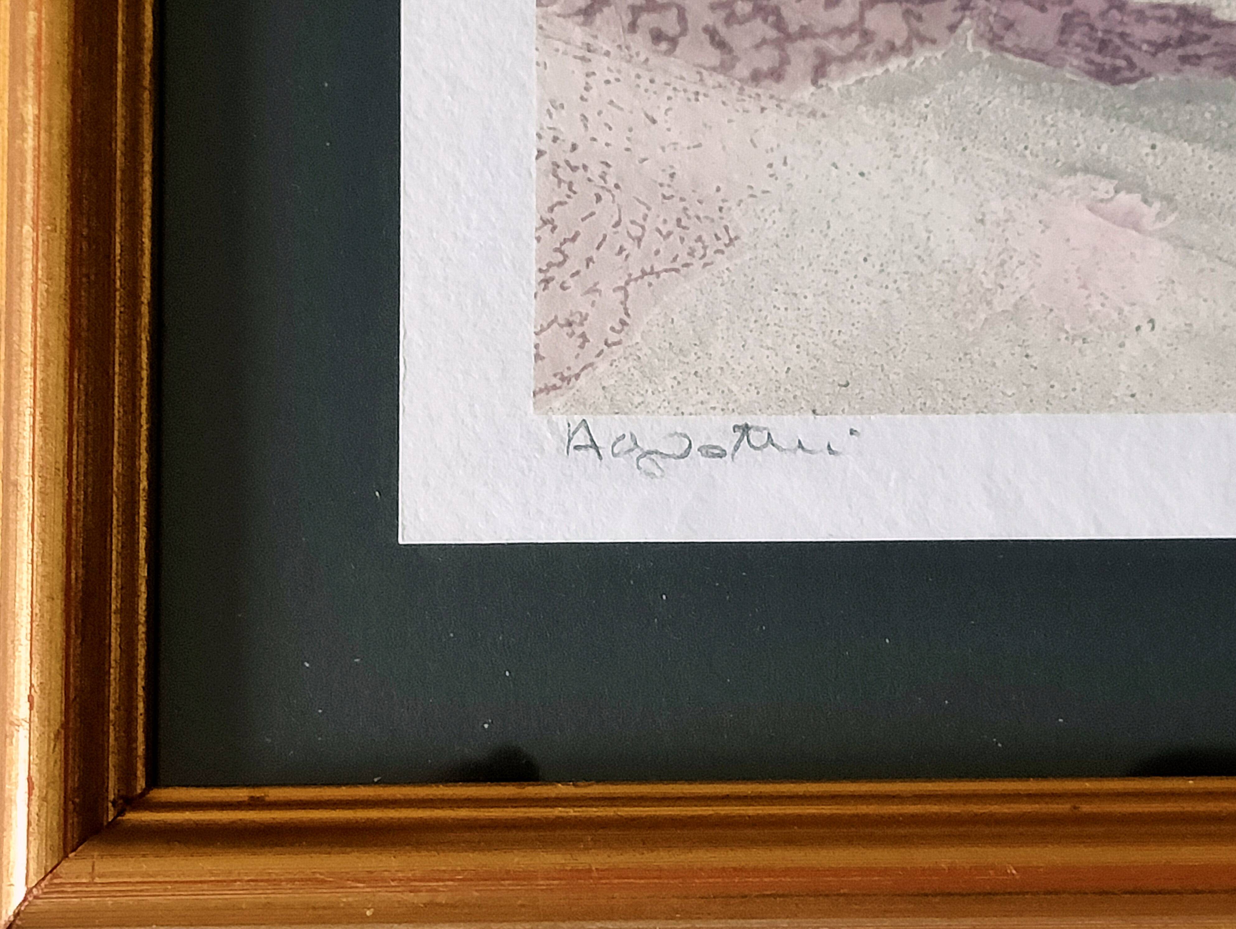 Tableau signé agostini – aquarelle - paysage abstrait, 2017