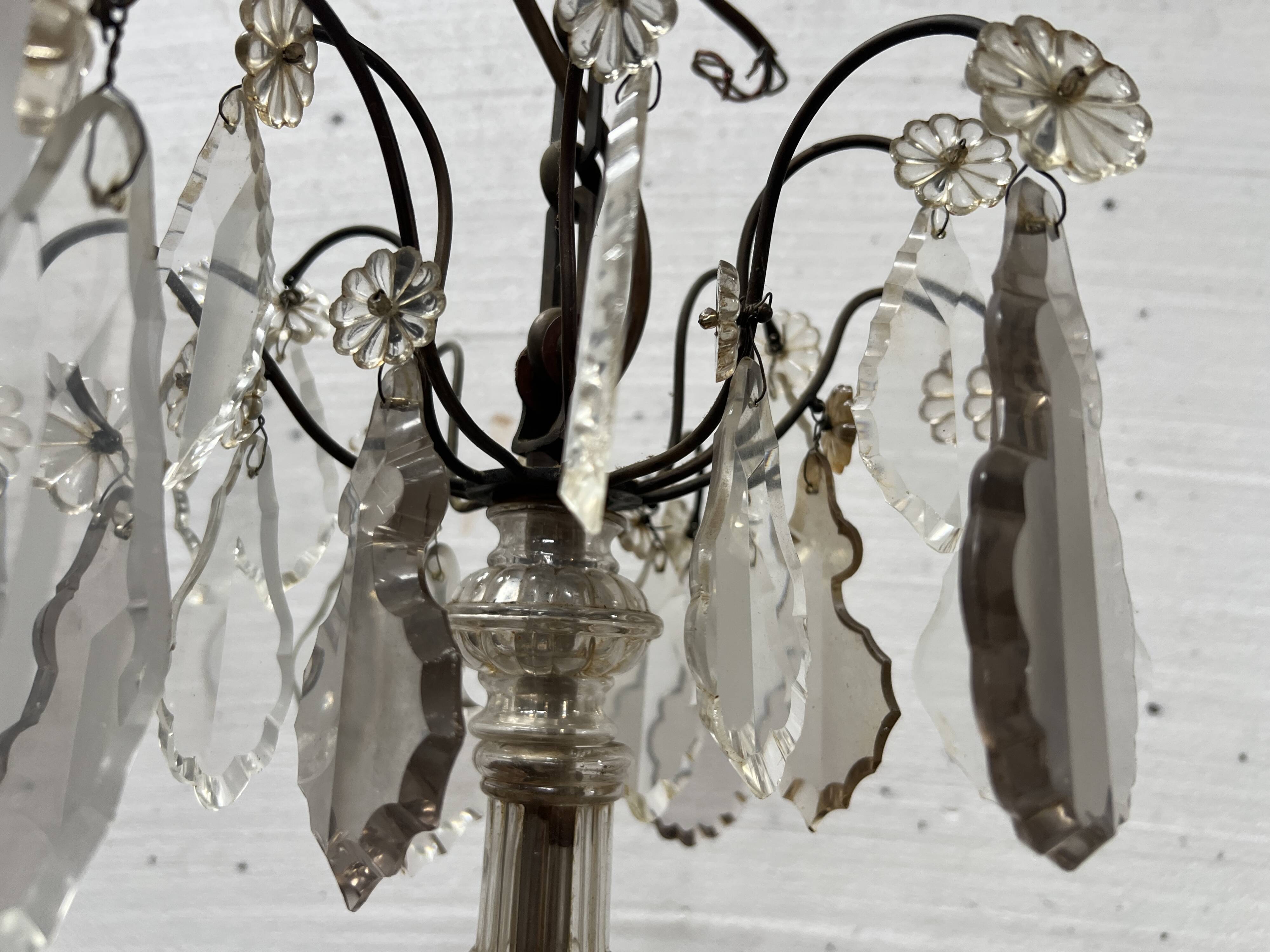 Louis XV style chandelier with pendants and colored glass fruits, 20th century