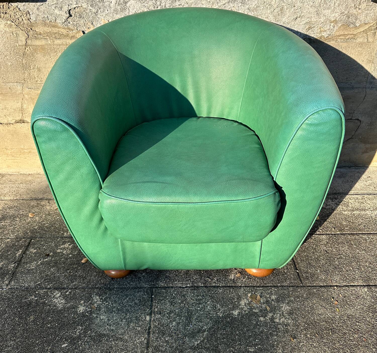 Vintage green leather club chair, antique green leather sofa.