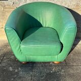 Vintage green leather club chair, antique green leather sofa.