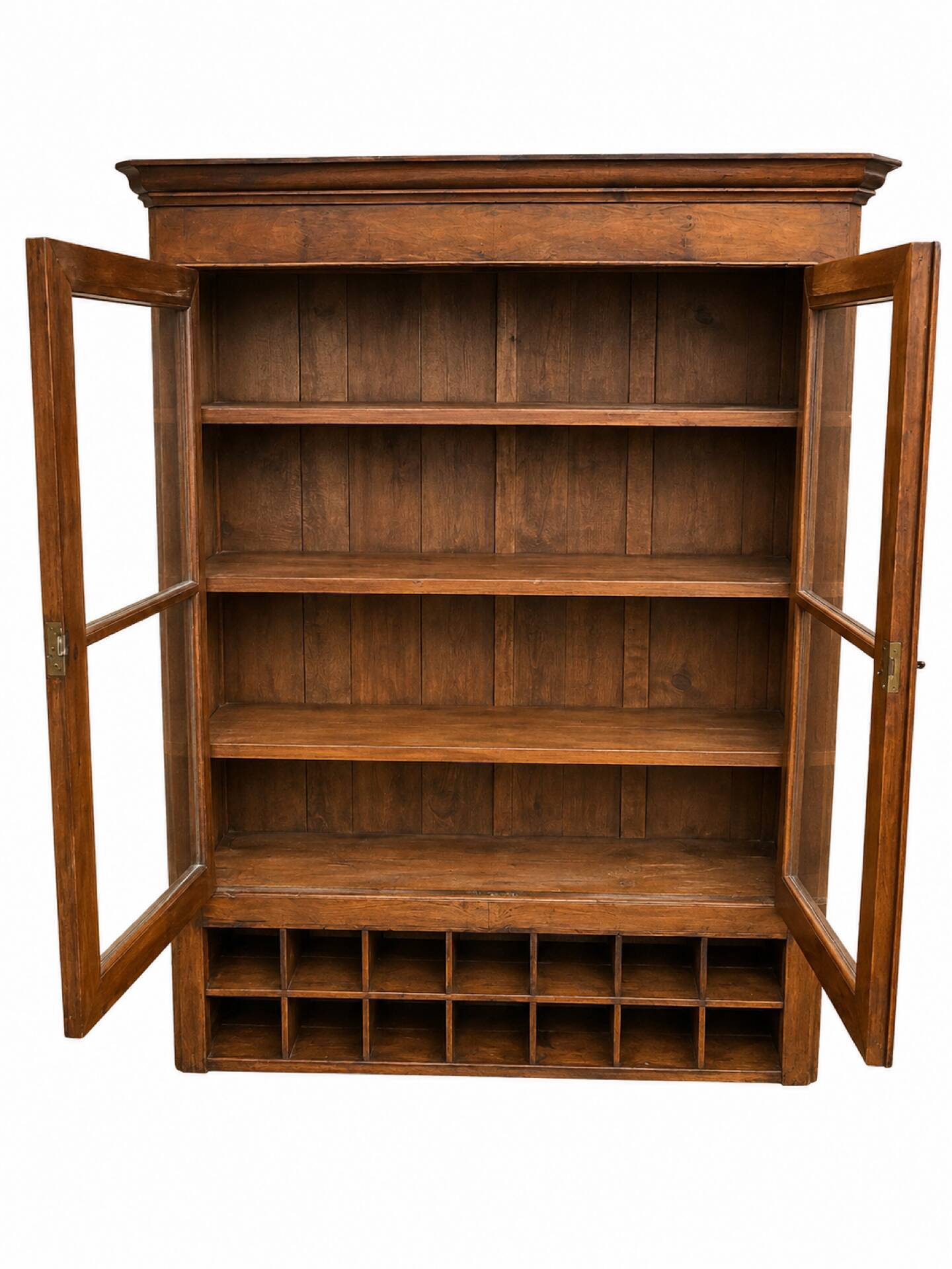 Large library desk with display cabinet and secretary with drawers, 19th century French.
