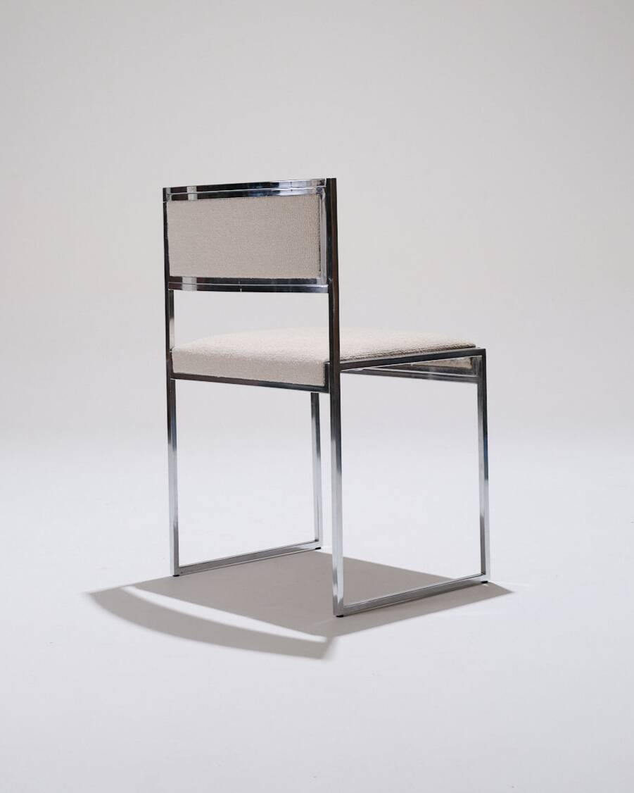 Pair of metal and textured fabric chairs, 1970s