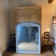 Very large antique carved wooden trumeau mirror
