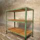 Old shelving green with wood