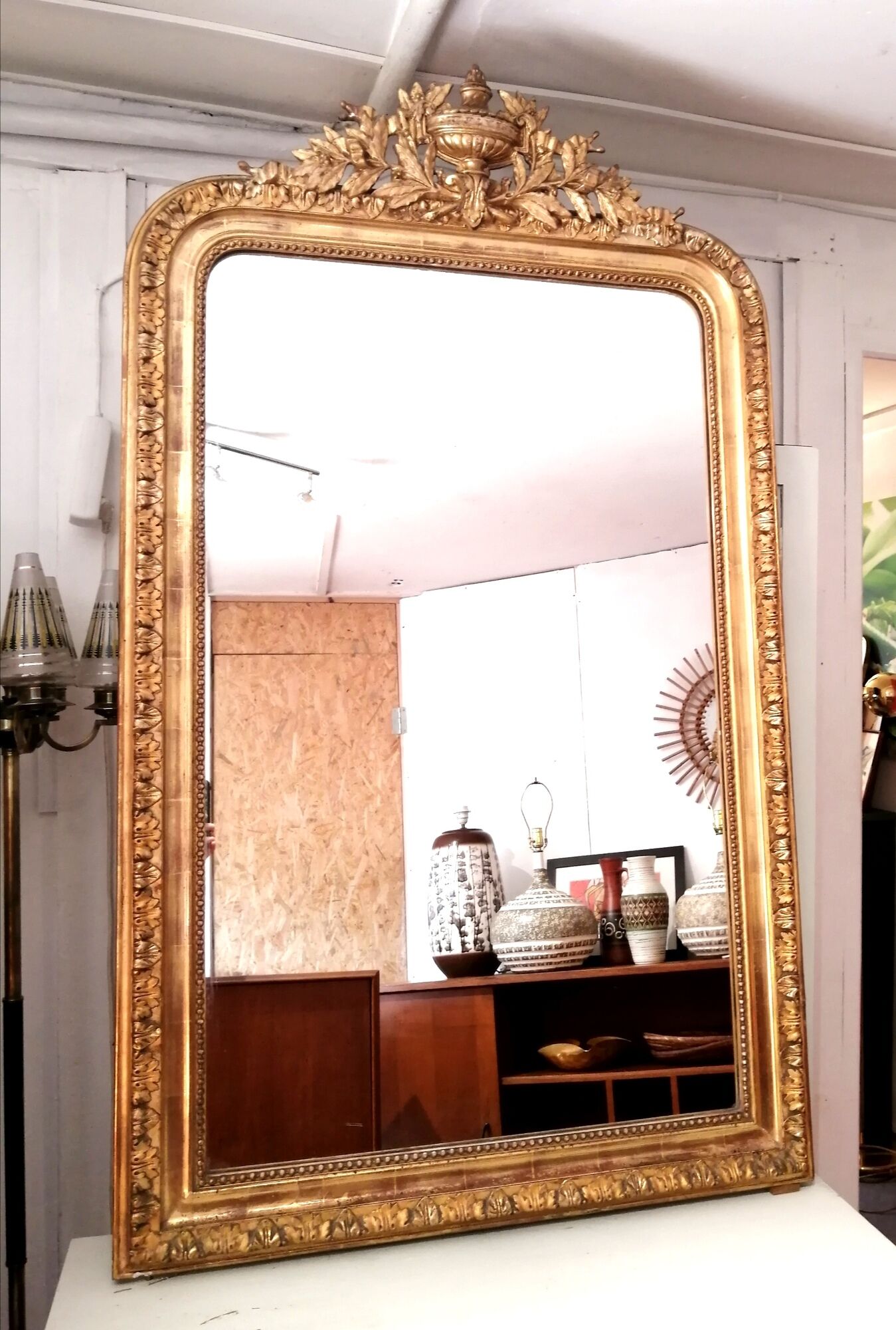 Old mirror Louis Philippe with pediment 142x81cm