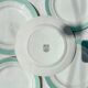 5 small vintage French porcelain plates, white and green, Céranord