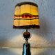Lampe chrome bois laine années 70