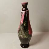 Old Pitcher, Jug, Carafe in Pink and Brown Ceramic Vallauris Style Vintage