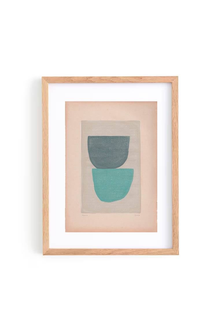 Abstract painting on old paper illustration B68 signed Eawy