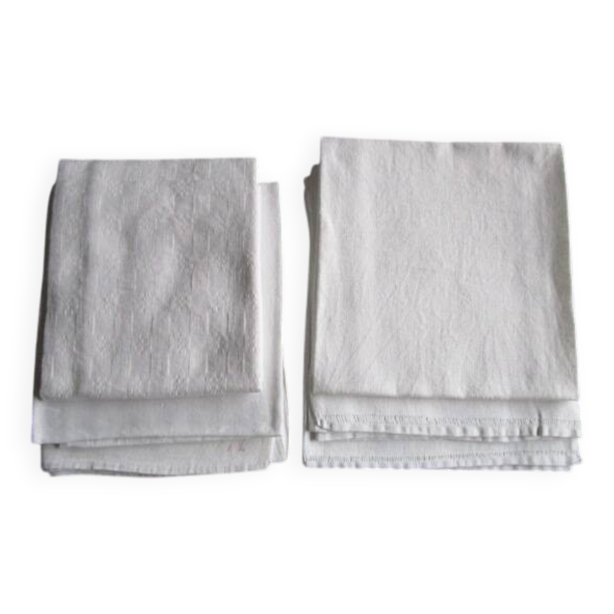 6 grandes serviettes de table anciennes damassées - dépareillées