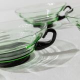 5 Vintage Murano Glass Drinking Glasses in Green and Black Uranium Glass – 1940s Italian Retro Tea & Cocktail Glasses