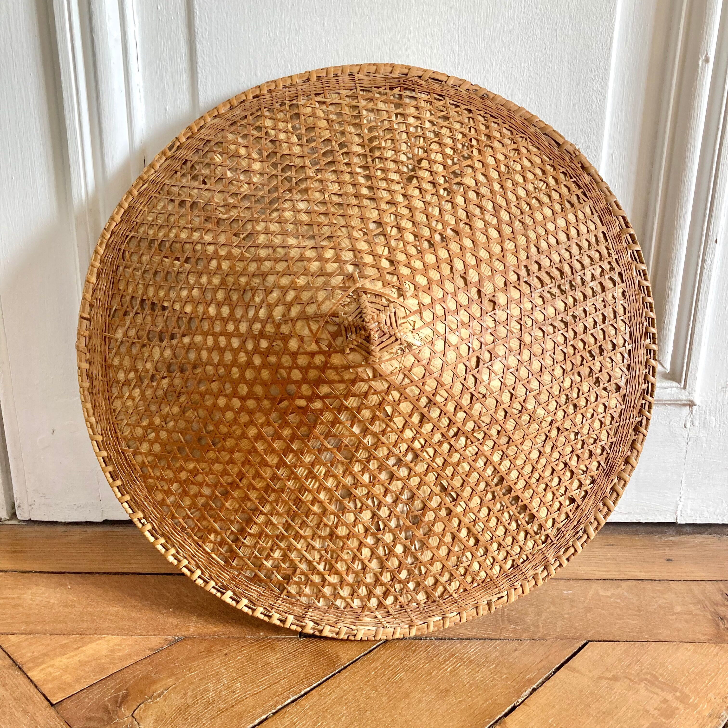 Asian hat vintage rattan canning