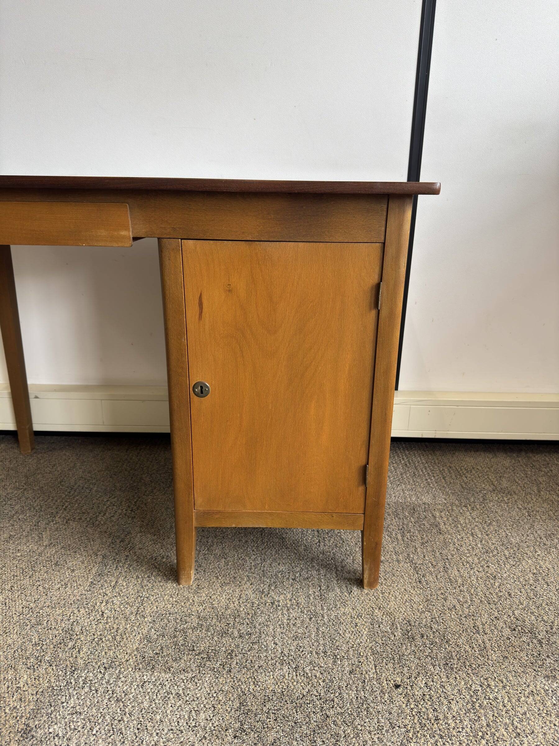 Vintage Danish desk from the 1960s with a drawer and cupboard.