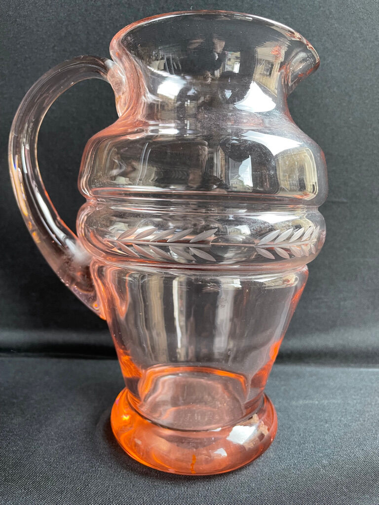 Service for 4 people - Art Deco - Glass or 1/2 pink crystal blown and cut