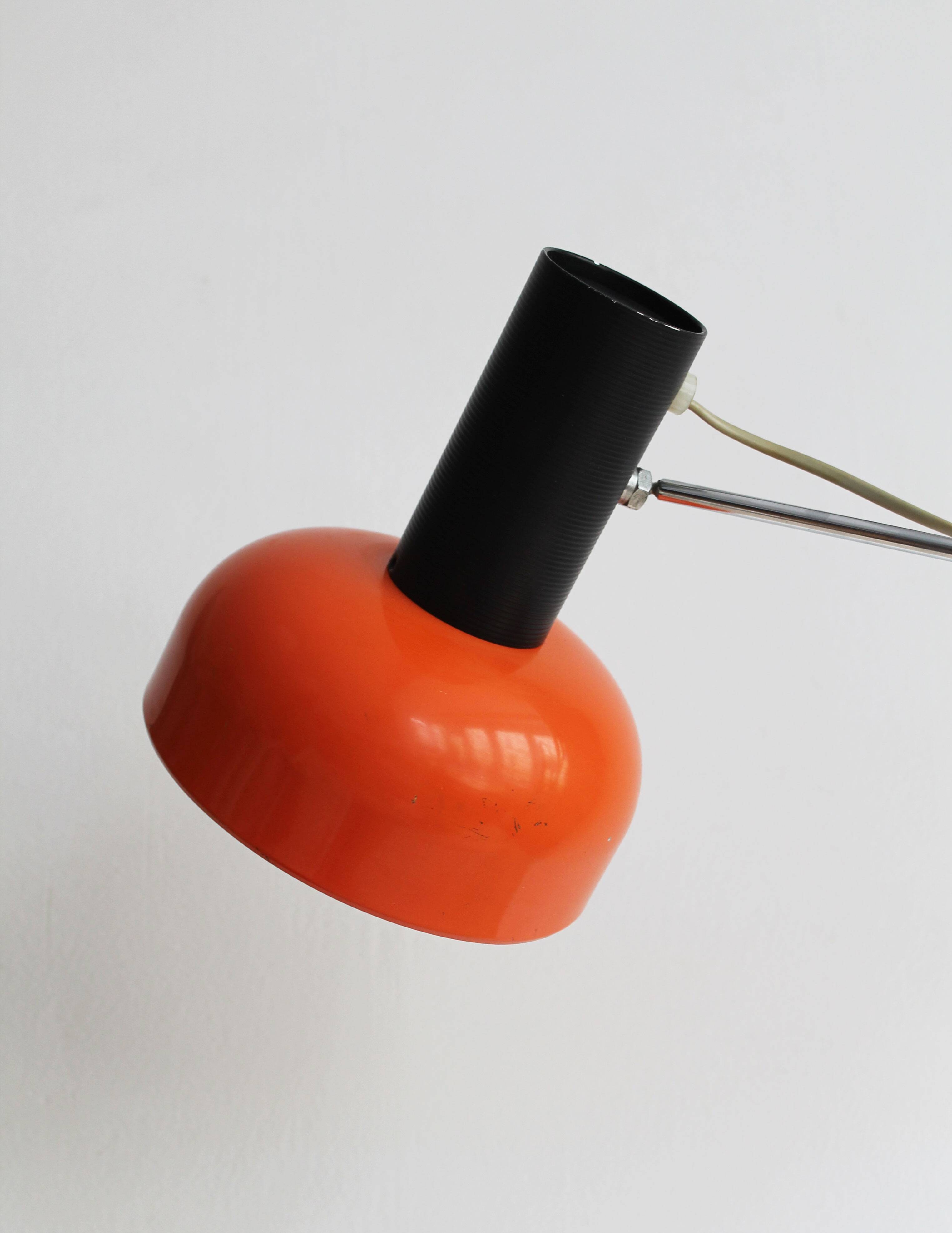 1970s Czechoslovak Orange Clamp Lamp by NAPAKO