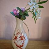 Pichet en porcelaine allemande peint à la main avec motif floral et bordure dorée