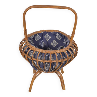 Worker rattan sewing basket