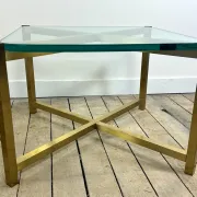 Pair of Italian brass and glass side tables from the 1970s.
