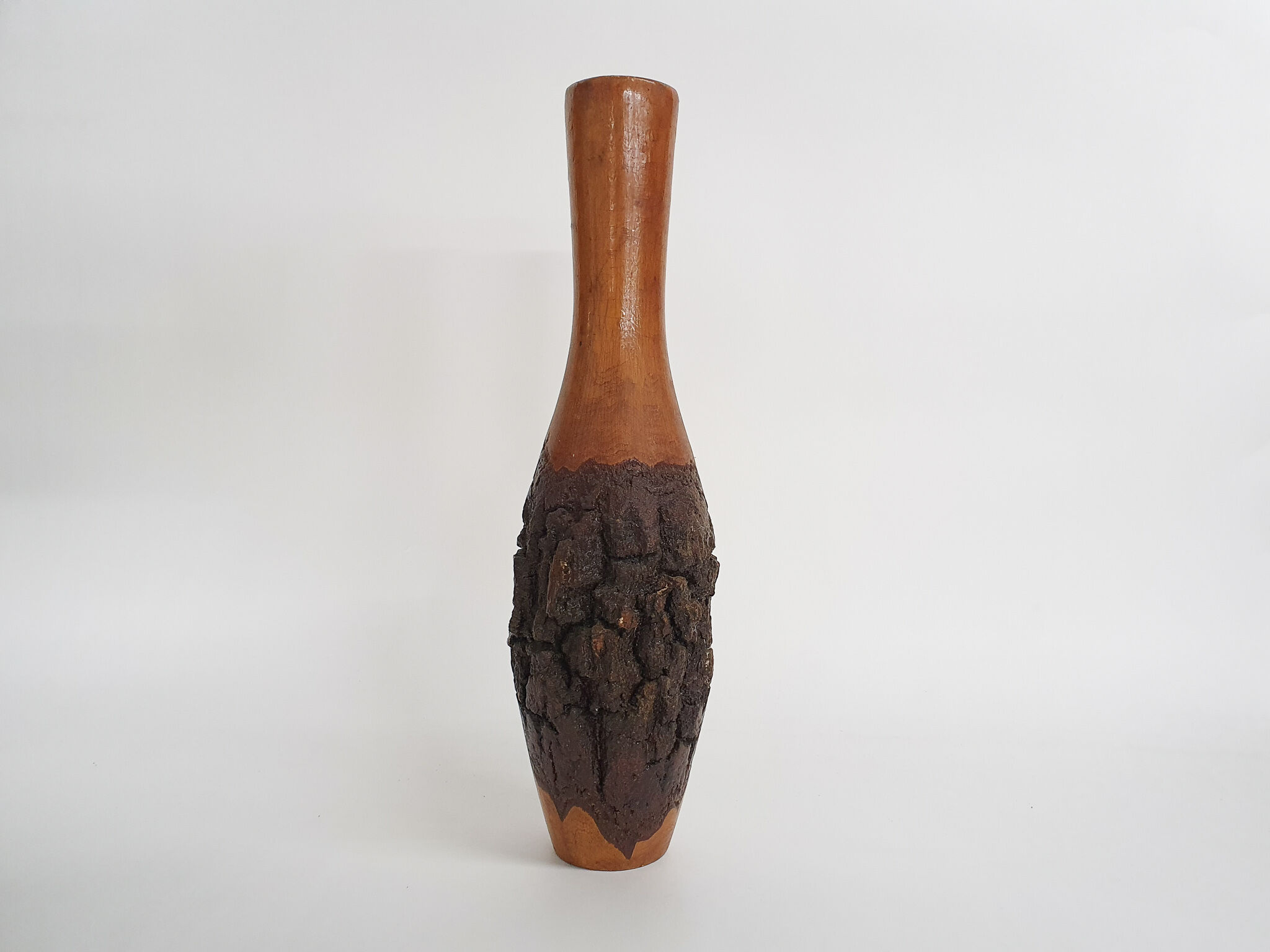 Solid wooden vase, 1970's