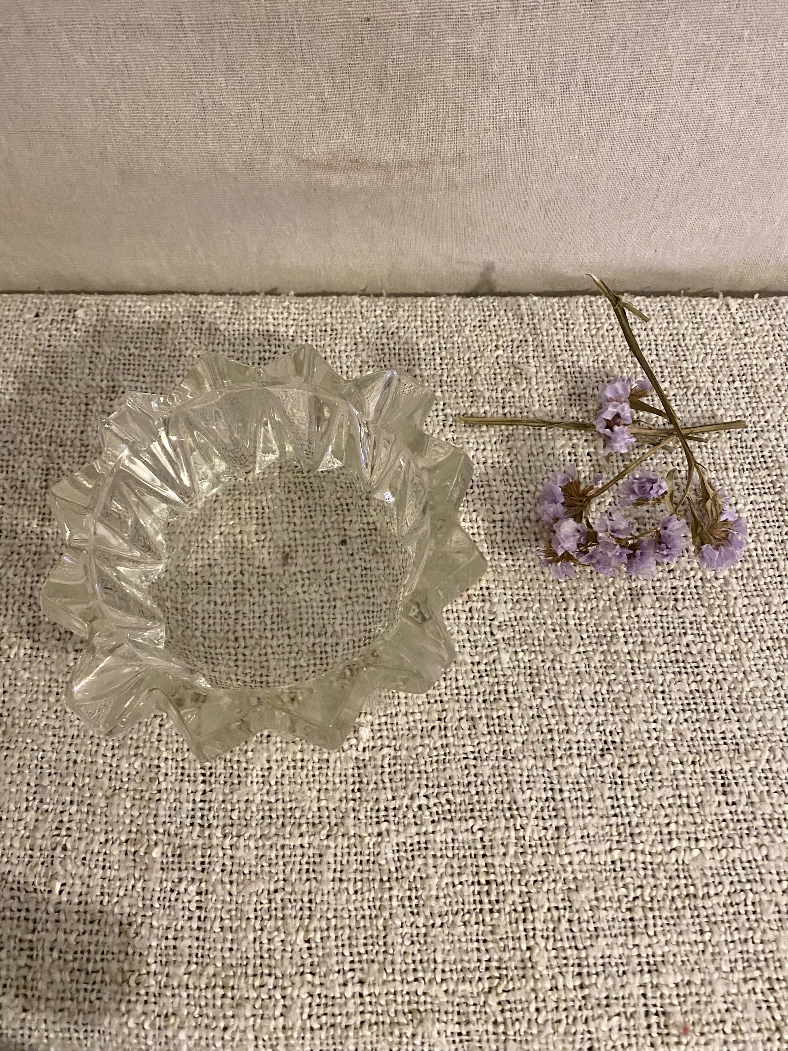 Vintage chiseled glass ashtray