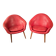 2 Hans Olsen armchairs, 1950s, red leather finish.