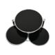 Round rotatable coffee table design black glass chrome 3 plateaus 1980s
