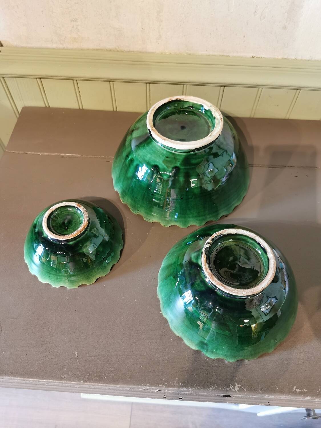 Set of 3 green salad bowls Morocco