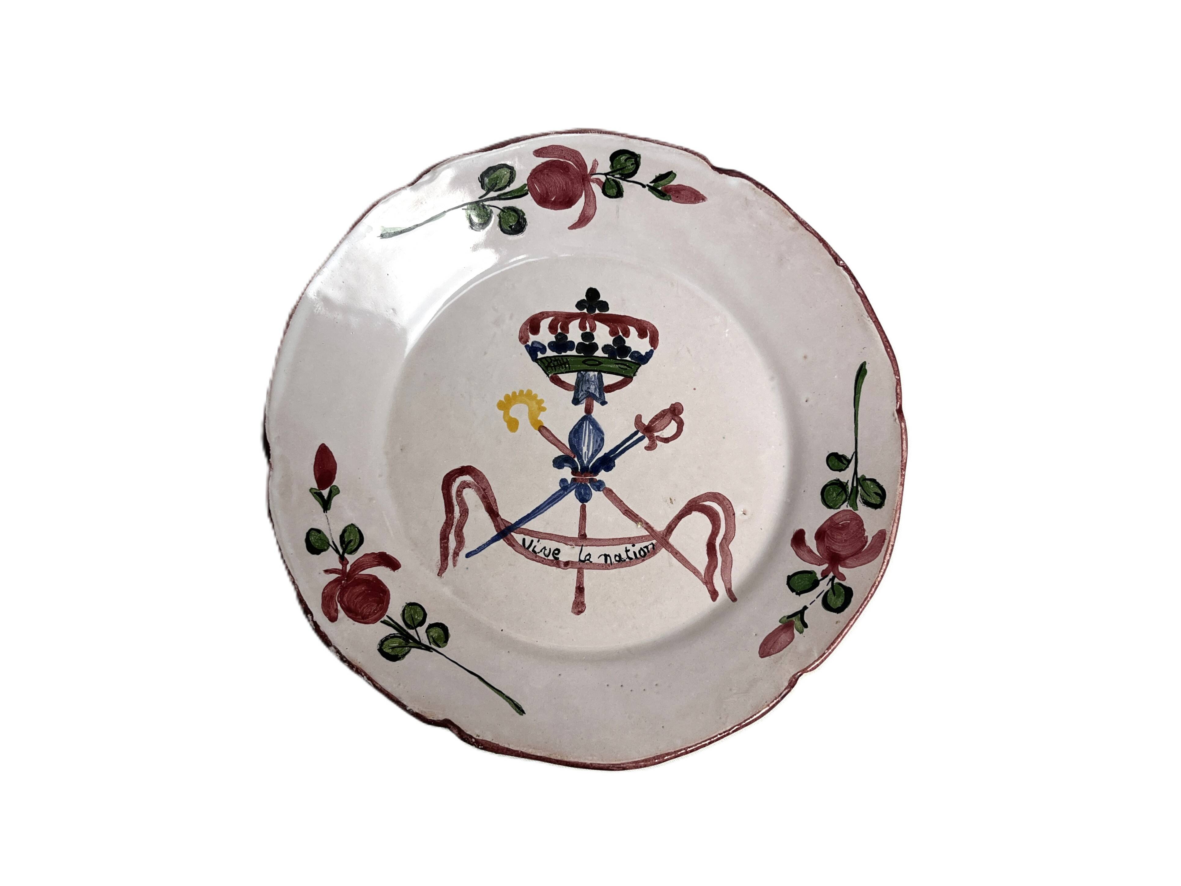 Earthenware from Les Islettes revolutionary plate late 18th century