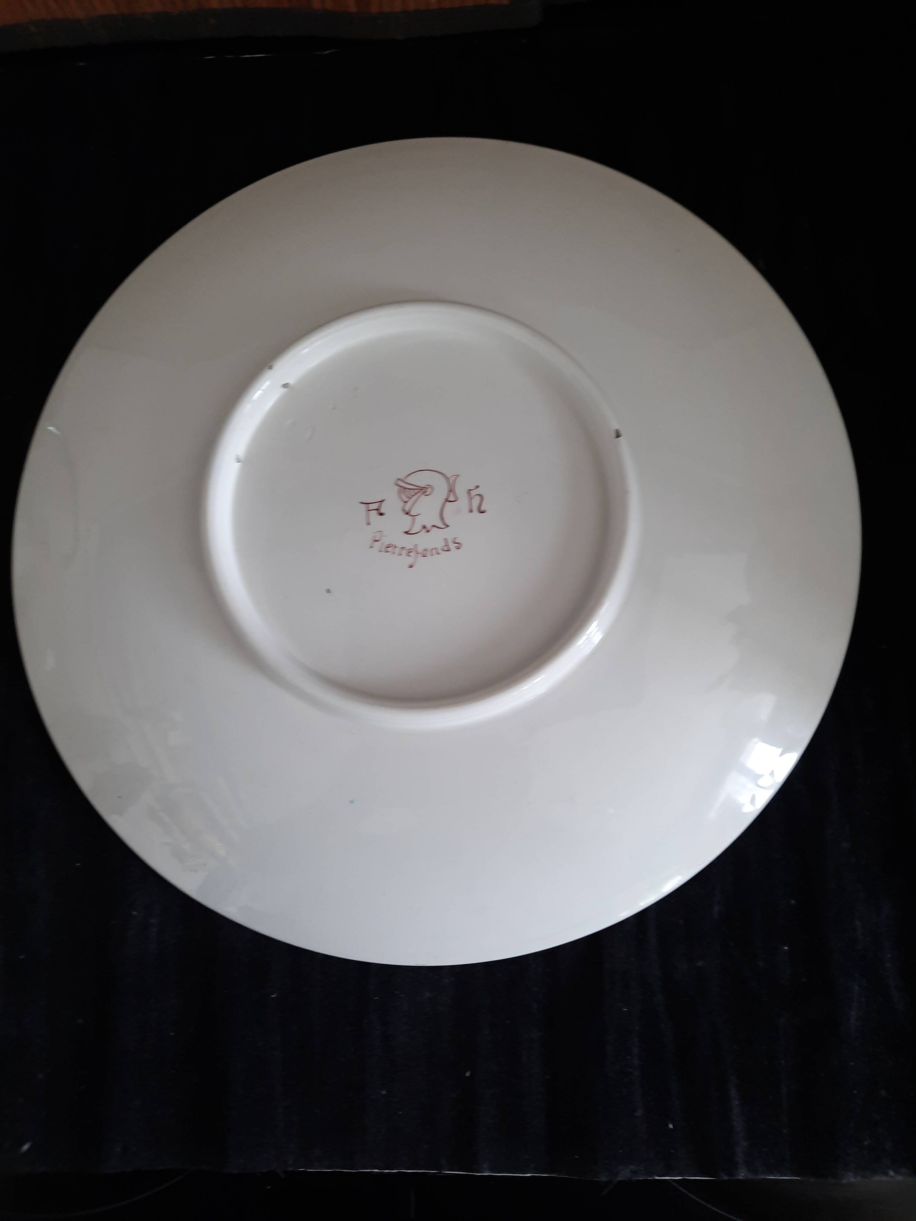 Large Round Antique Plate 33 cm Ceramic Pierrefonds - Regional Dance Decoration