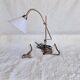 Articulated Daylight desk lamp with magnifying glass and clamp – Aged brass finish