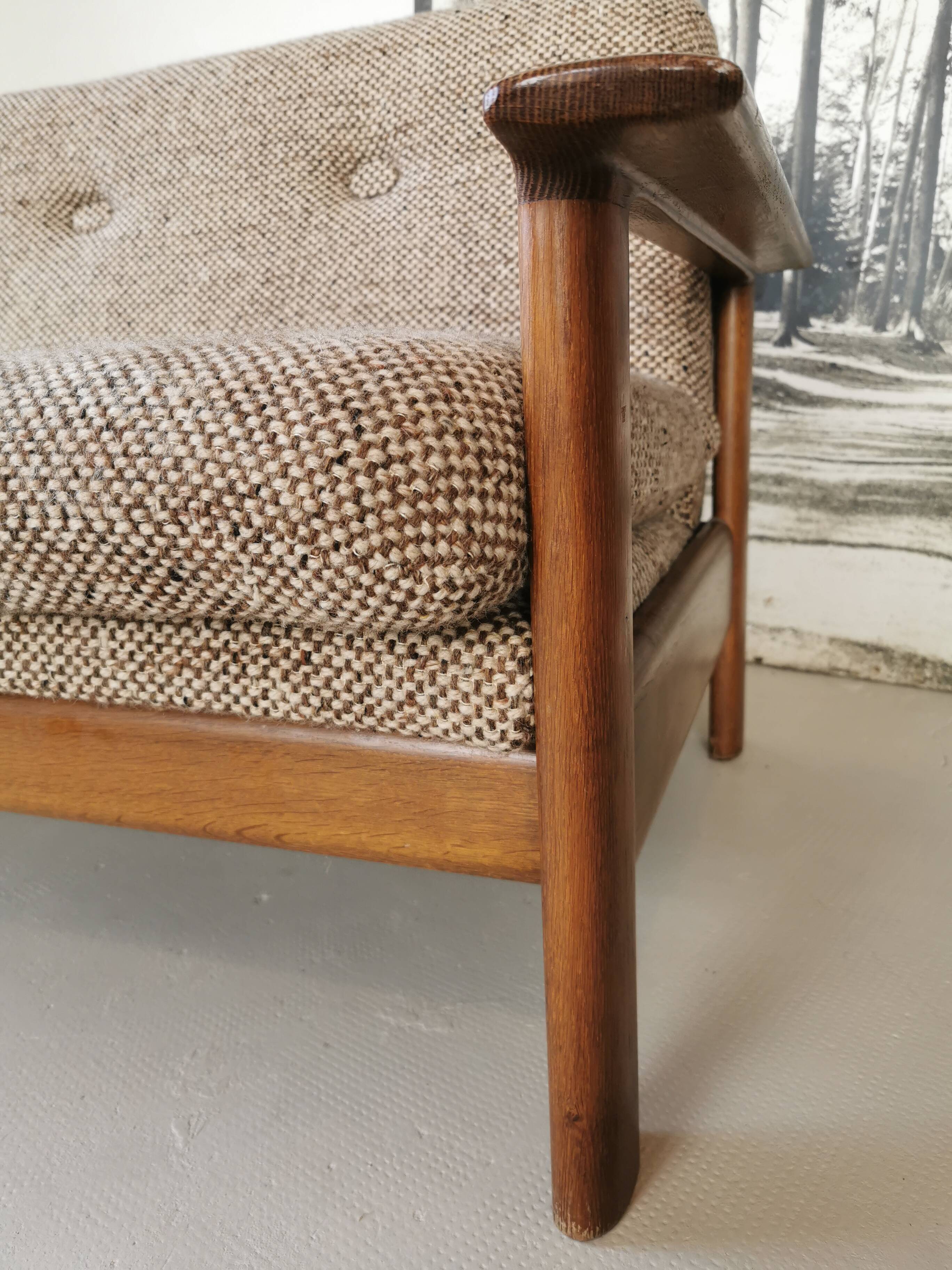 Banquette day bed en chêne design 1970