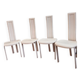 Set of 4 Cattelan Italia white leather chairs from the 1980s, vintage Italian design