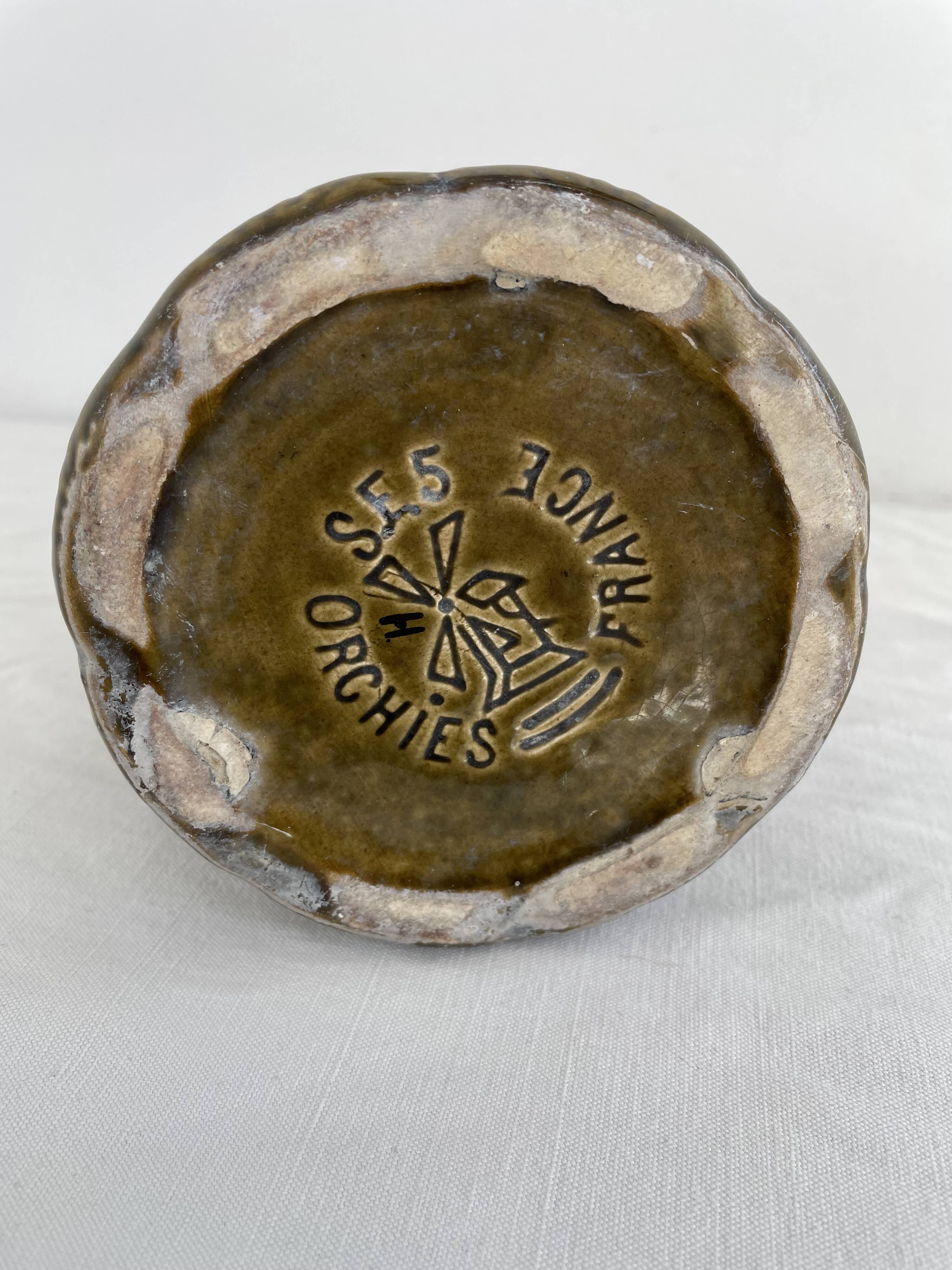 Slip pitcher, Orchies, jug, majolica, earthenware, floral decoration