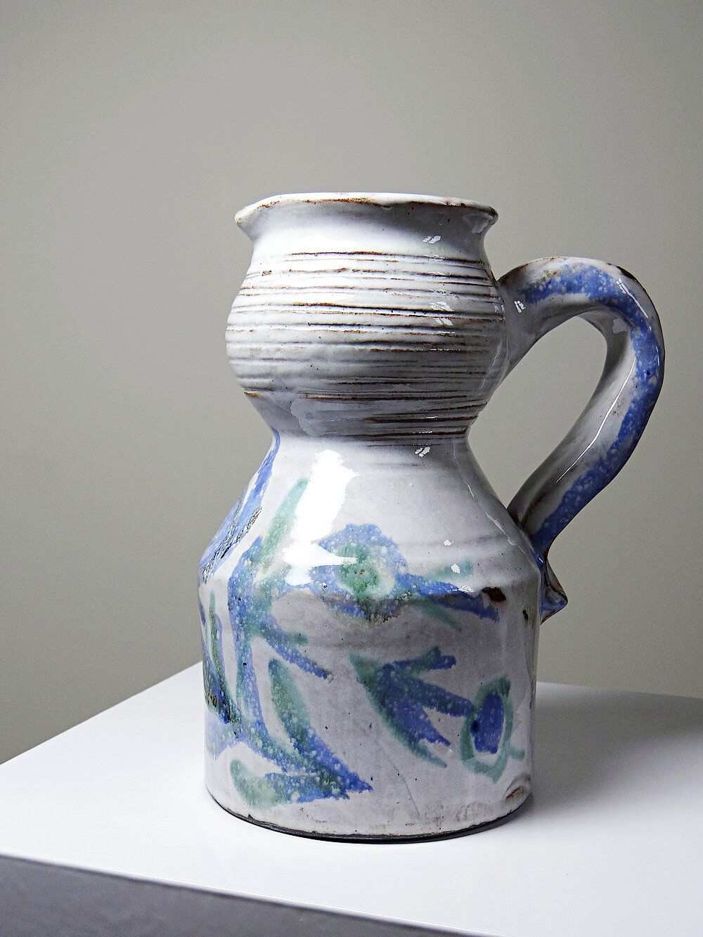 Glazed stoneware pitcher Vallauris 1970s Boris Kasianoff, Albert Thiry, Le Mûrier