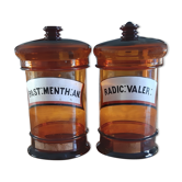 Pair of brown glass pharmacy jars