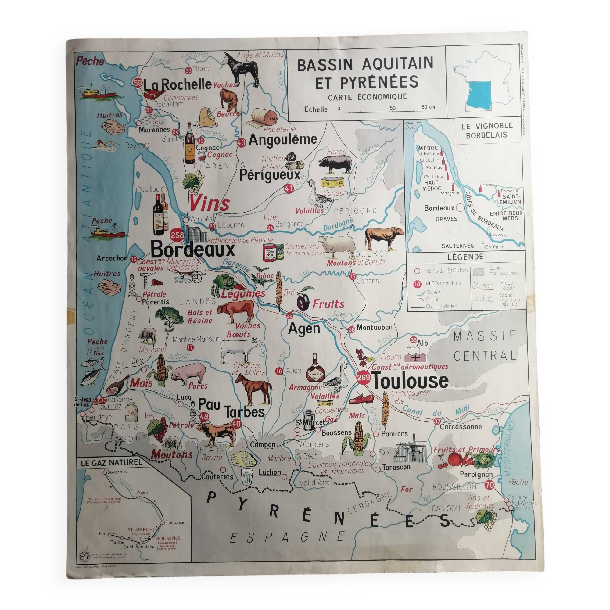 MDI Economic Map Poster - Pyrenees, Aquitaine Basin, Alps and Jura