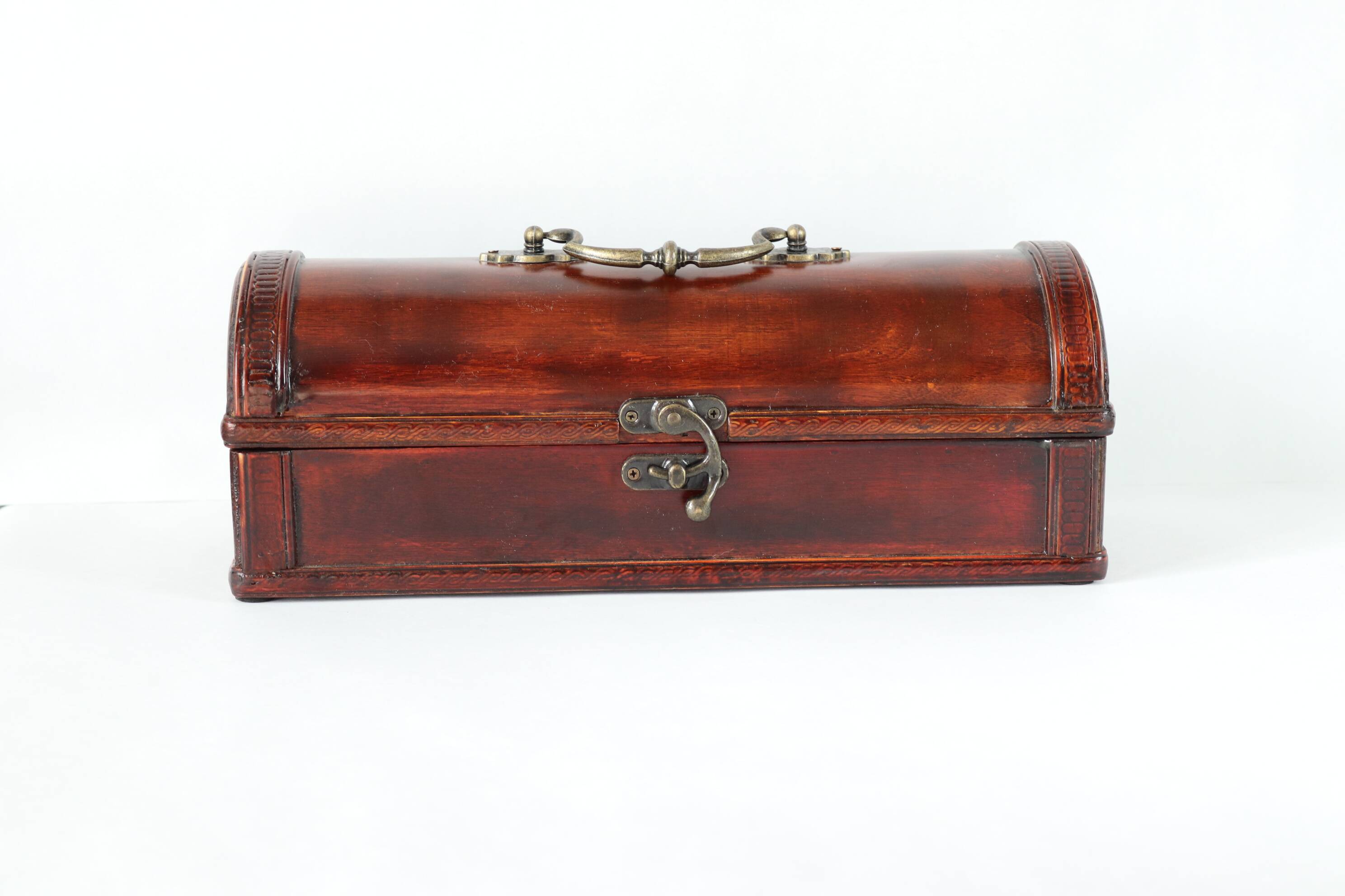 small wooden and brass trunk
