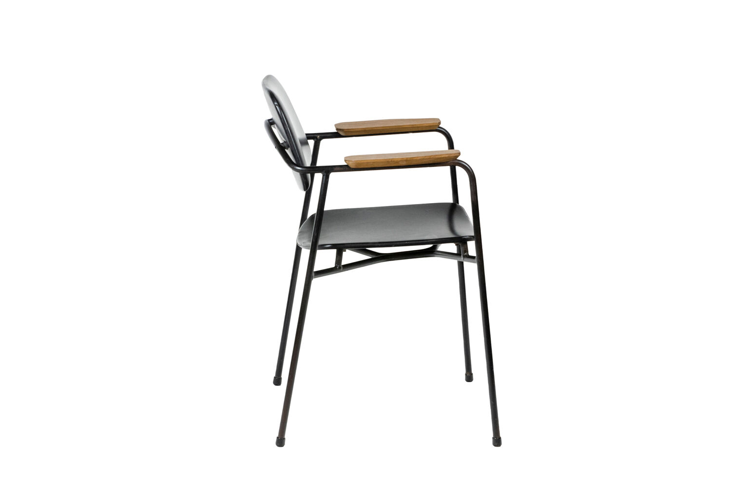 Paire de fauteuils en métal, chêne et cuir, années 1950