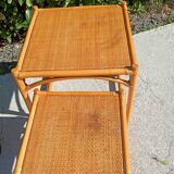 2 tables gigognes en rotin