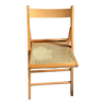 Chaise pliante vintage en bois et cannage