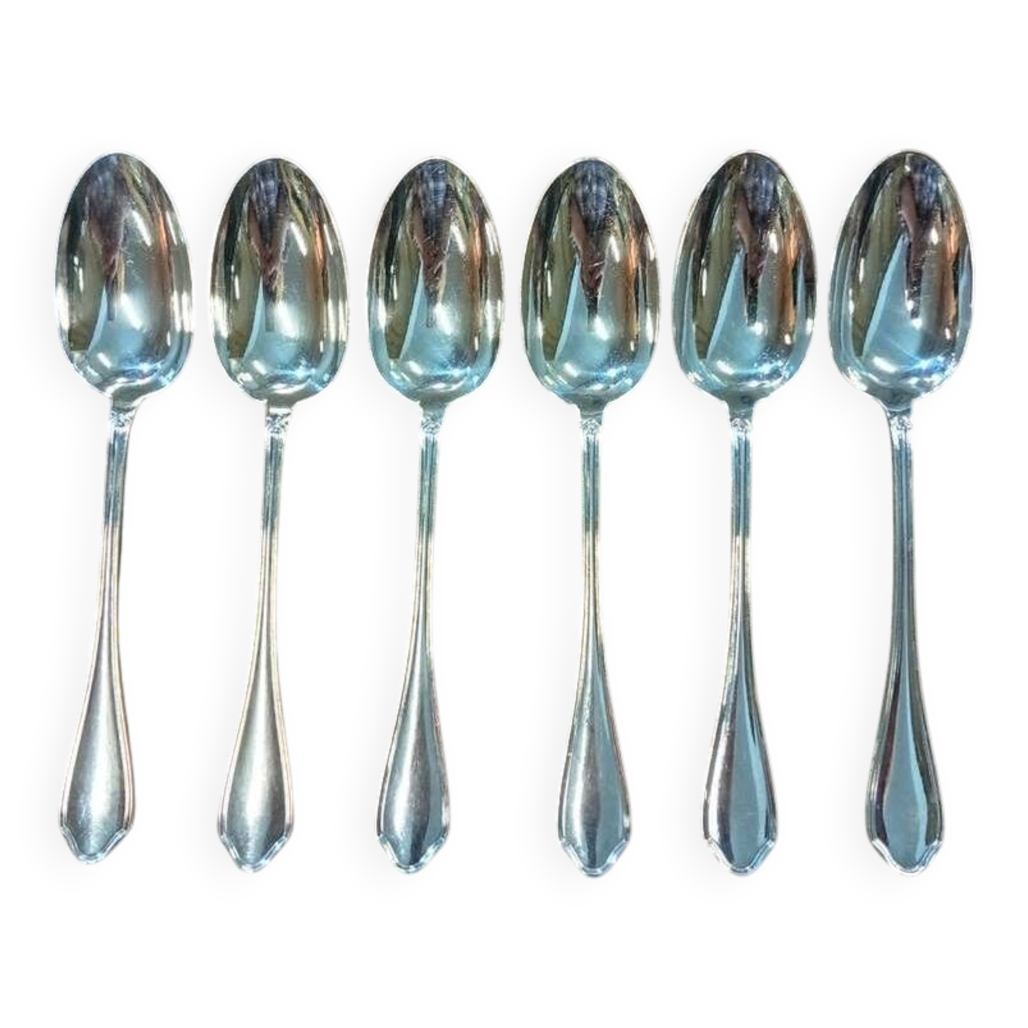 Set of 6 silver-plated dessert spoons by Ravinet d'Enfert.