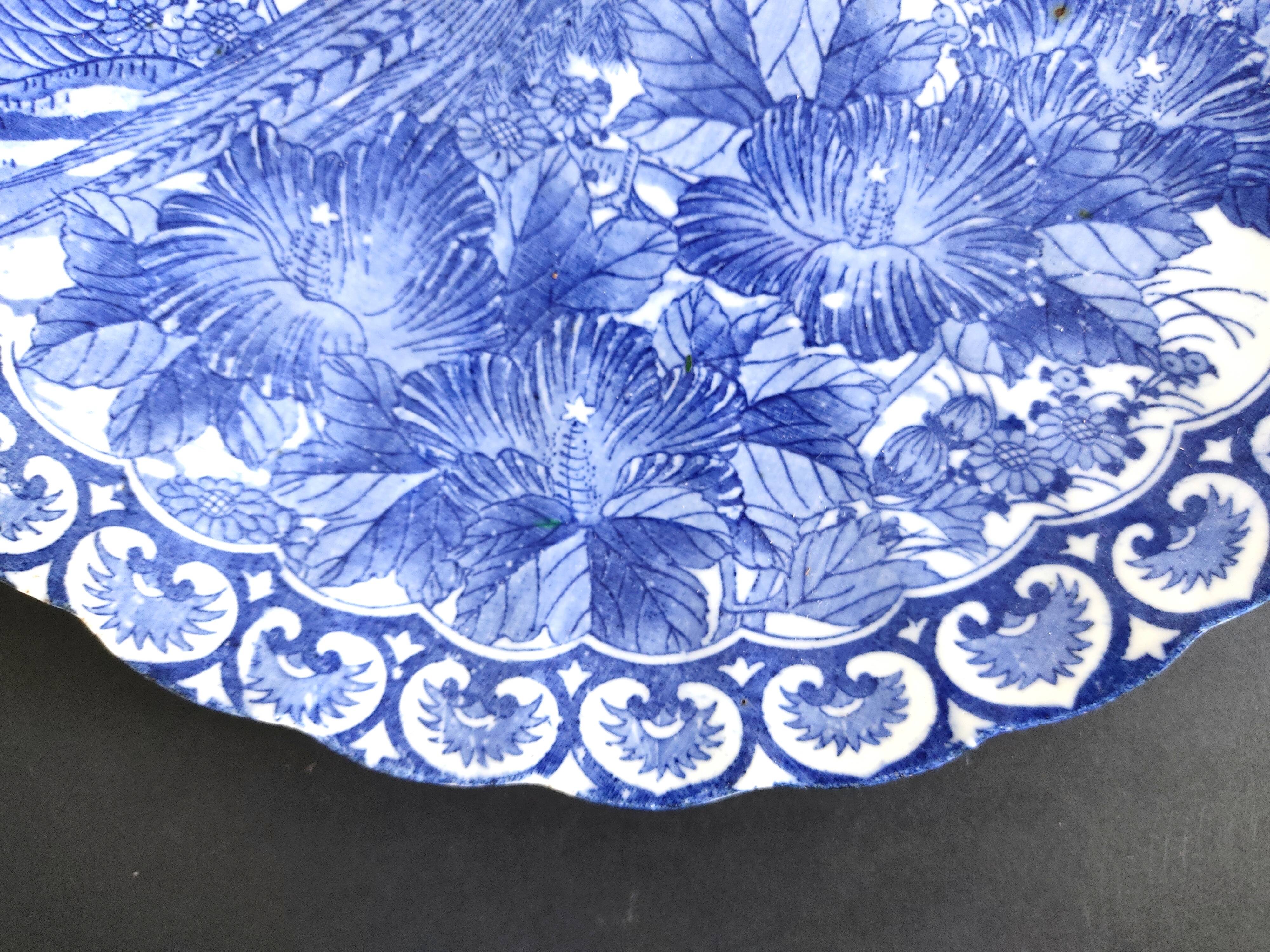 Japanese porcelain dish blue birds