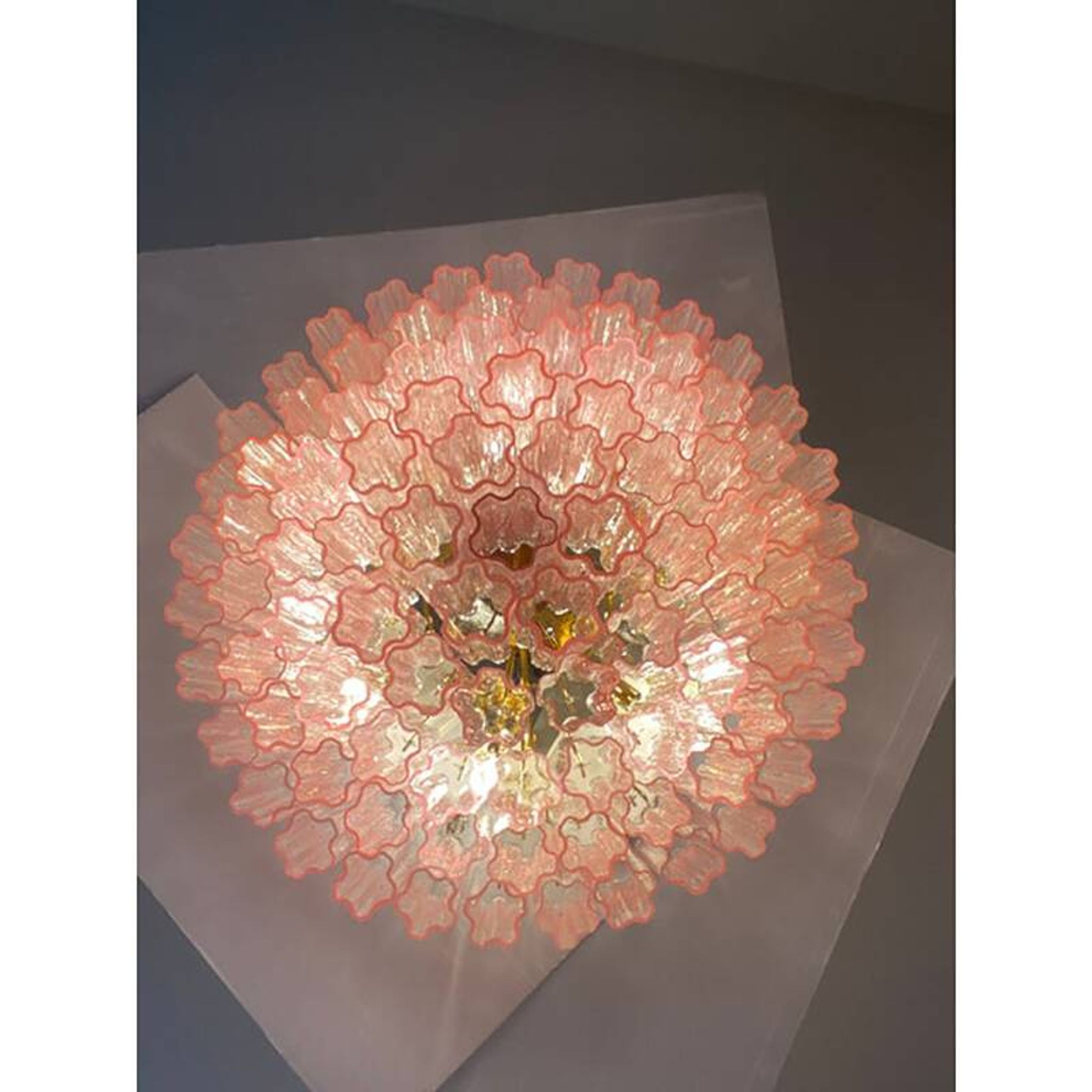 Pink “Tronchi” Murano Glass Flush Mount