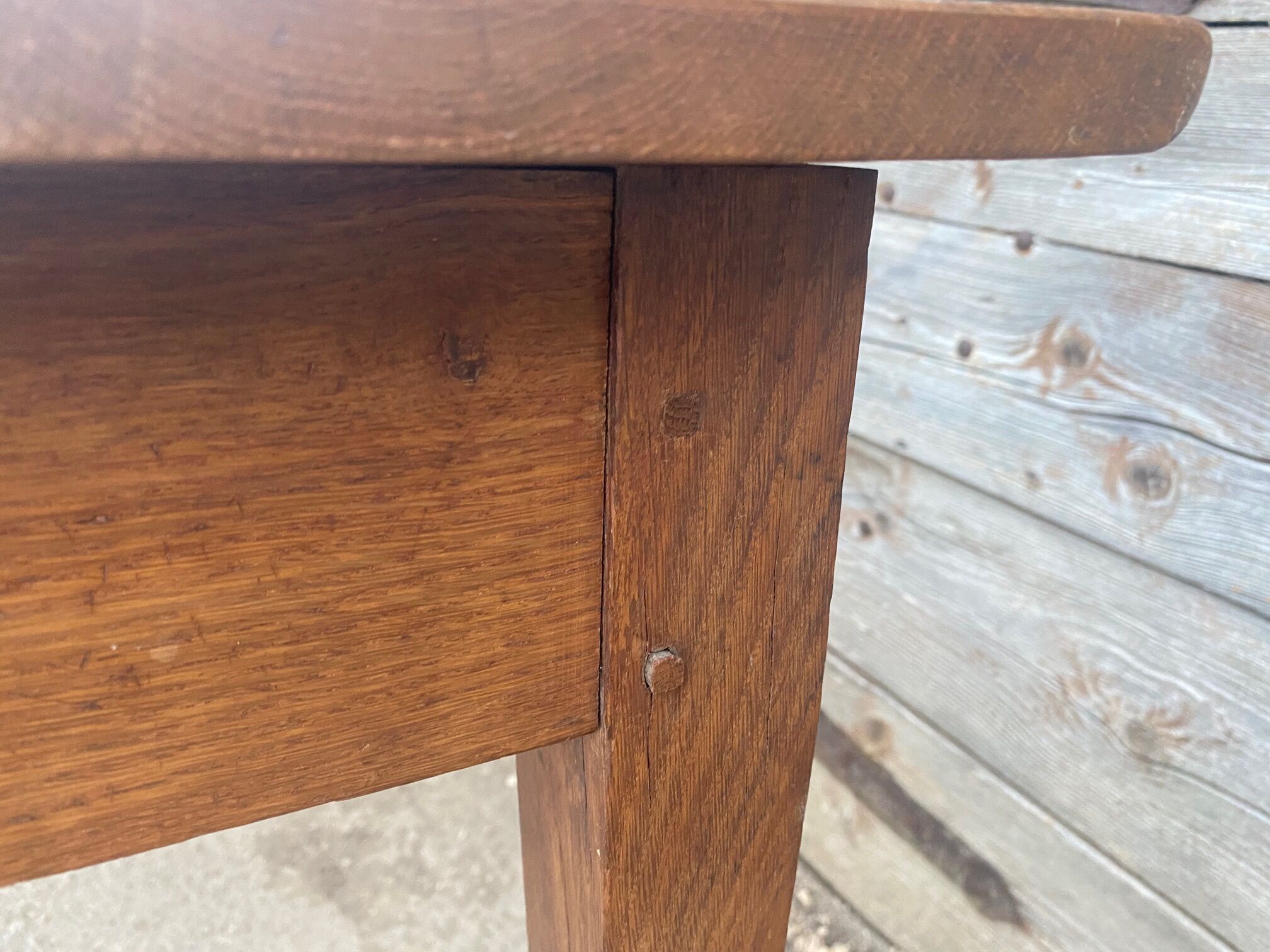 Solid oak farmhouse table with 2 drawers 1900