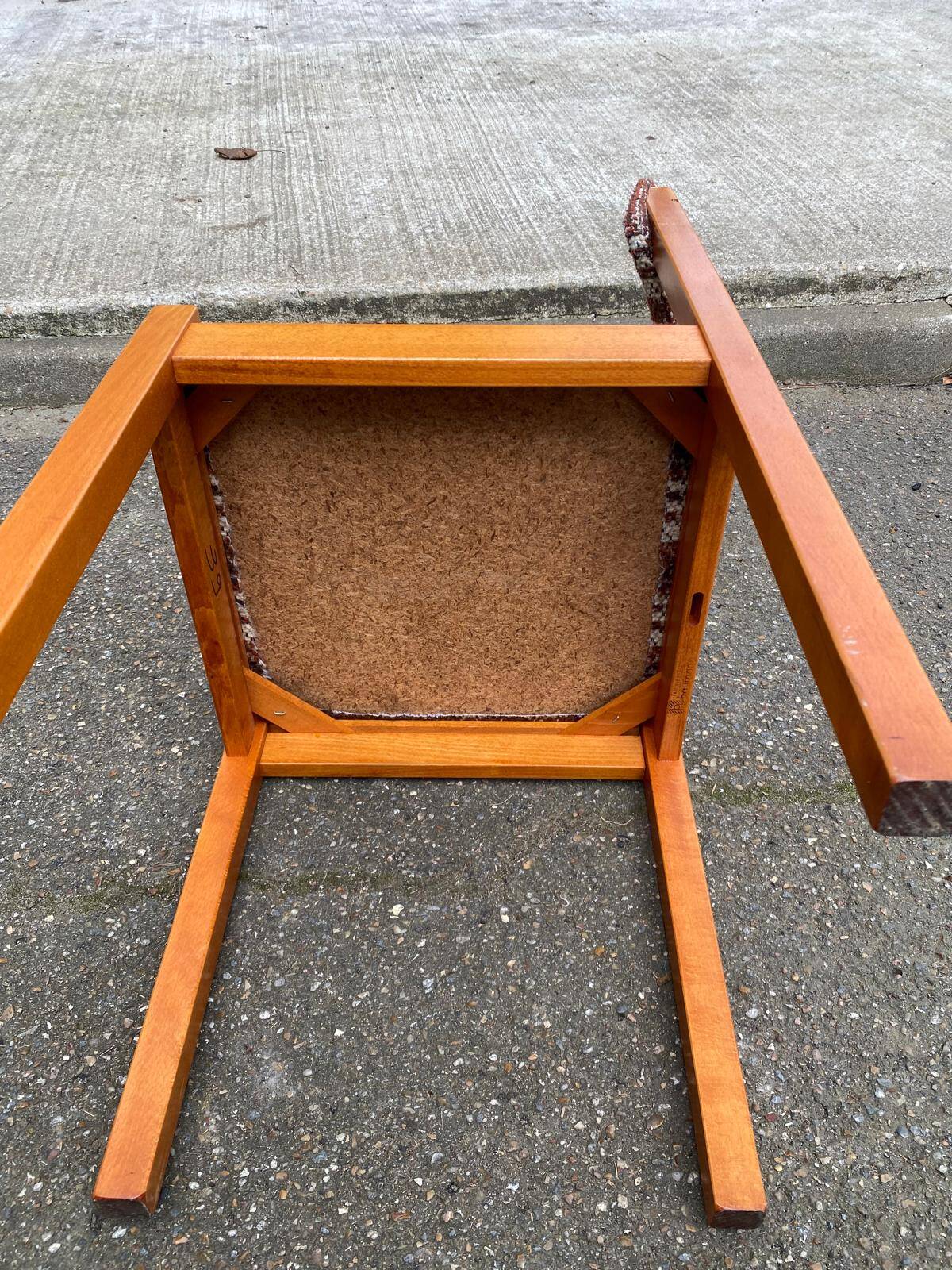 Scandinavian chair Baumann, solid beech wood with light beech and beige burgundy wool.