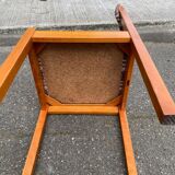 Scandinavian chair Baumann, solid beech wood with light beech and beige burgundy wool.