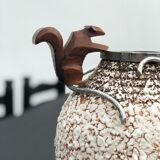 André Villien art deco ceramic vase silver bronze trim 1930