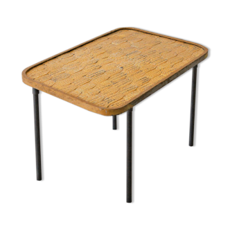 Table basse jaune vintage des années 1950